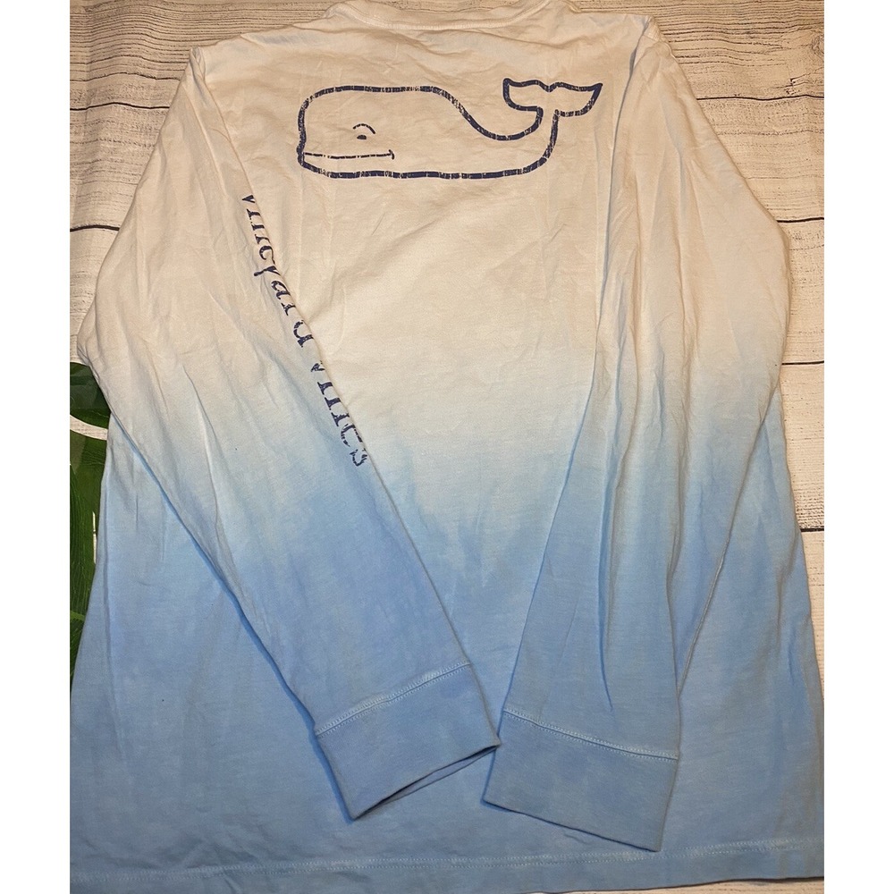 Vineyard Vines Long-Sleeve Dip Dyed Two-Tone  Whale Pocket T-Shirt Sz 18